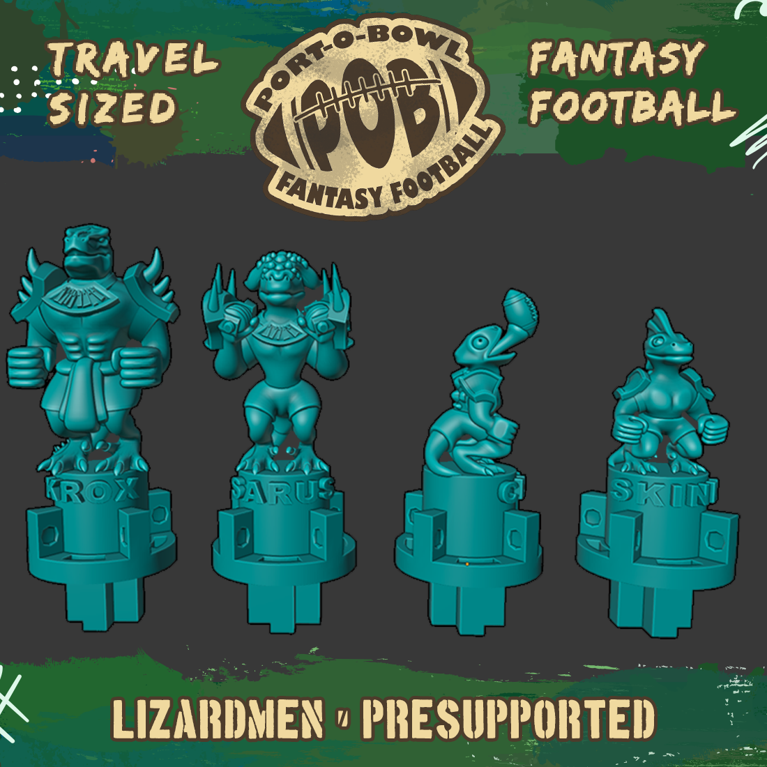 Port-O-Bowl: Travel-sized Fantasy Football Lizardmen Team
